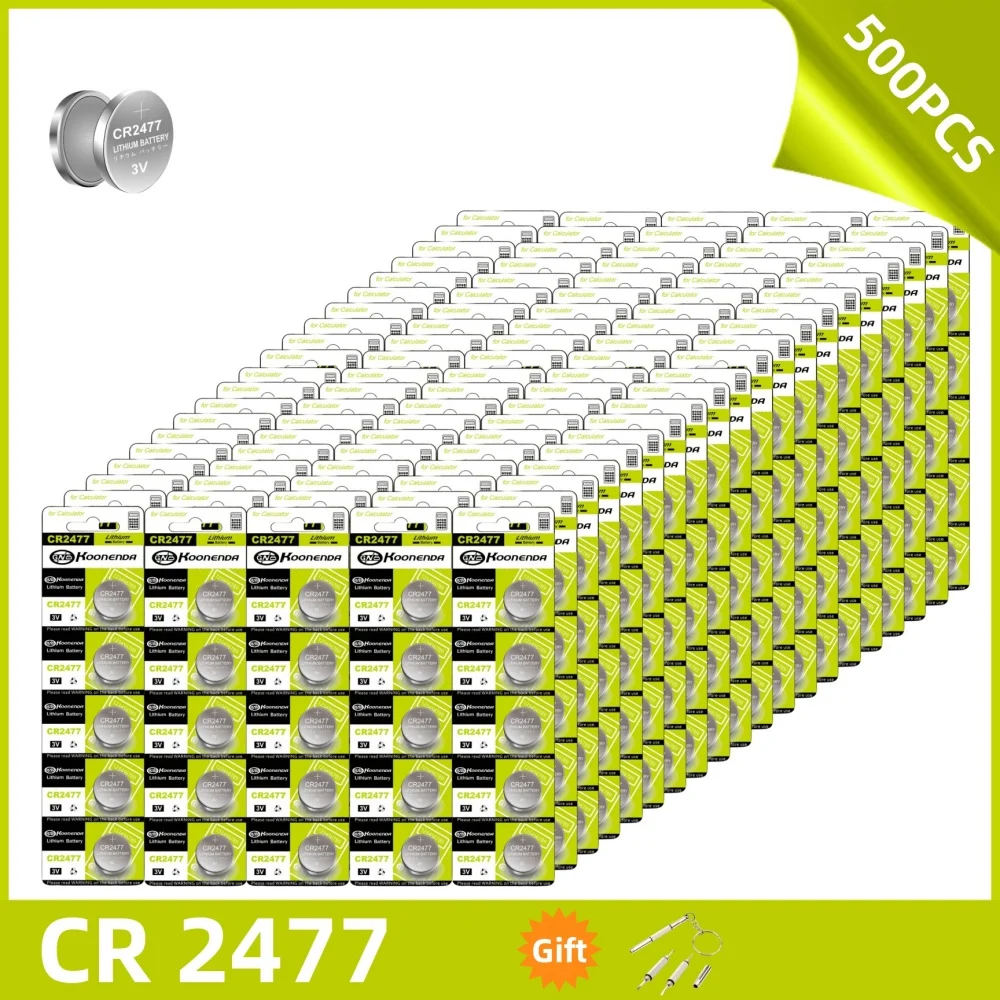 

100-500PCS CR2477 3V Environmental Friendly Button Battery Lithium Batteries for Electronic Watch, Calculator, Weight Scale
