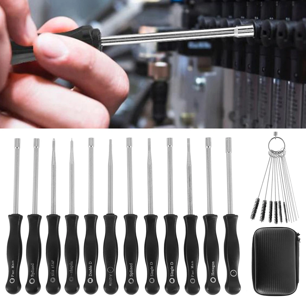 25/50Pcs Screwdriver Carburetor Adjustment Tool Double D Single D Hexagon Pac Man Socket Kit with Carburetor Cleaning Brush