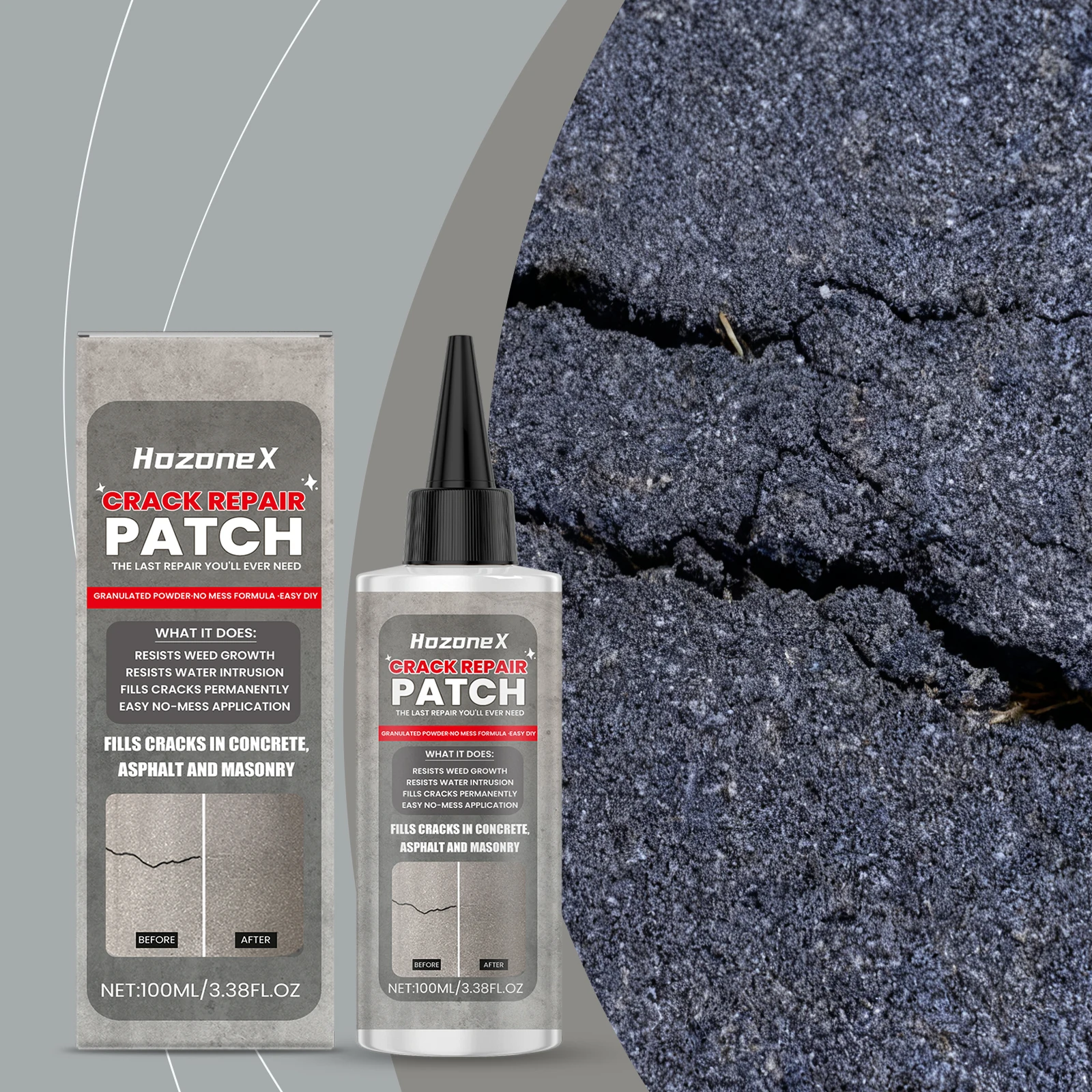 HozoneX Driveway Repair Adhesive Masonry Gap Filler Waterproof Concrete Sealer Quick Dry Self Leveling Sealant 100ml