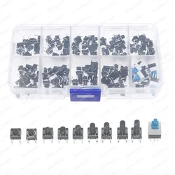 100pcs 10 Type 6*6 Light Micro Touch Switch Set Push Button Switch Kit Box Assortment Set DIY Tool Accessories 6x6 Keys Tact ON/