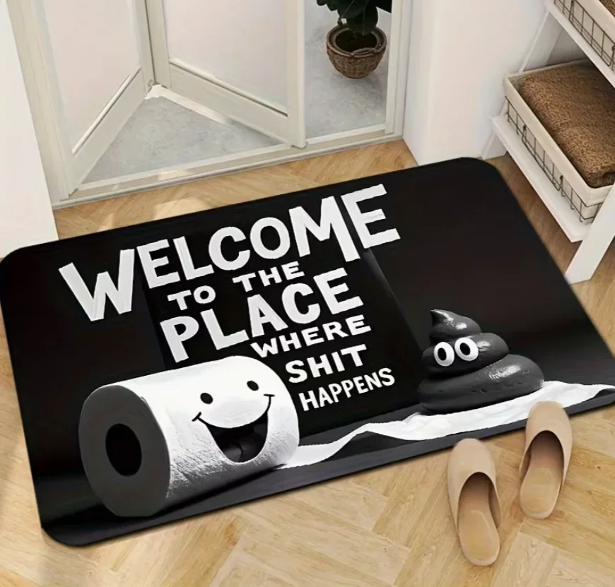 Welcome Mat Funny Toilet Poop Area Rug Non Slip Washable Floor Carpet Bedroom Home Decoration