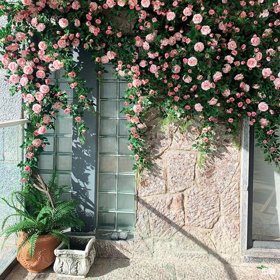 

Simulated Rose Vine Artificial Plant Flower Vine Wedding Decoration Rose Artificial Flower Outdoor Garden Decoration Plant