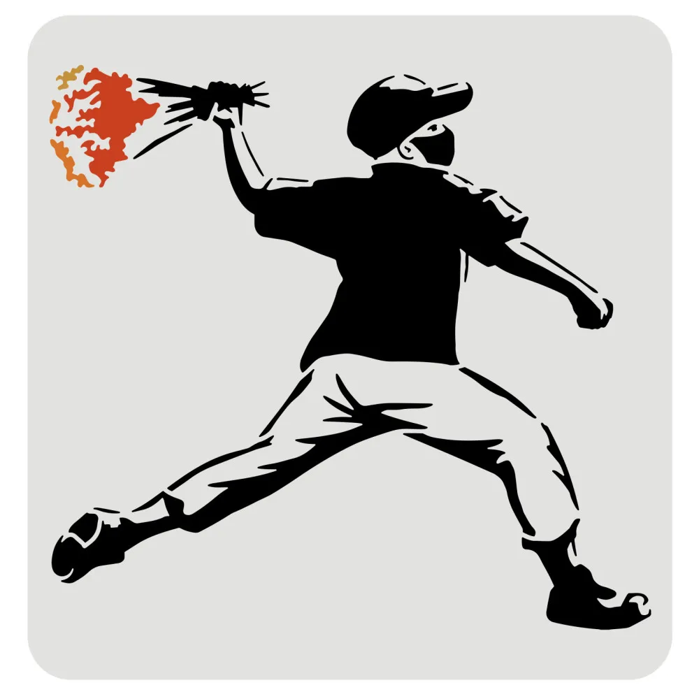 Flower Thrower Banksy Stencil Thrower by Banksy Stencil Plastic Graffiti Prints Stencil Reusable for Painting on Wood Floor Wall