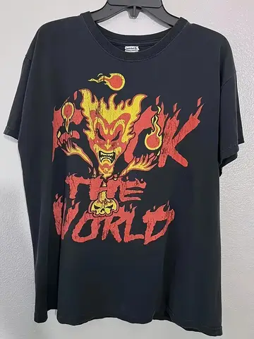 남성용 Insane Clown Posse the World 그래픽 티셔츠 블랙 코튼 반소매 라운드 넥 불 같은 디자인 부드럽고 편안한 원단