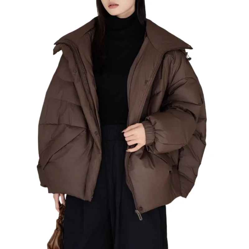 سترة نسائية قصيرة مع غطاء للرأس - 2025 نمط جديد فضفاض مناسب، عصري، تنحيف، متعدد الاستخدامات، سميك، معطف دافئ عصري