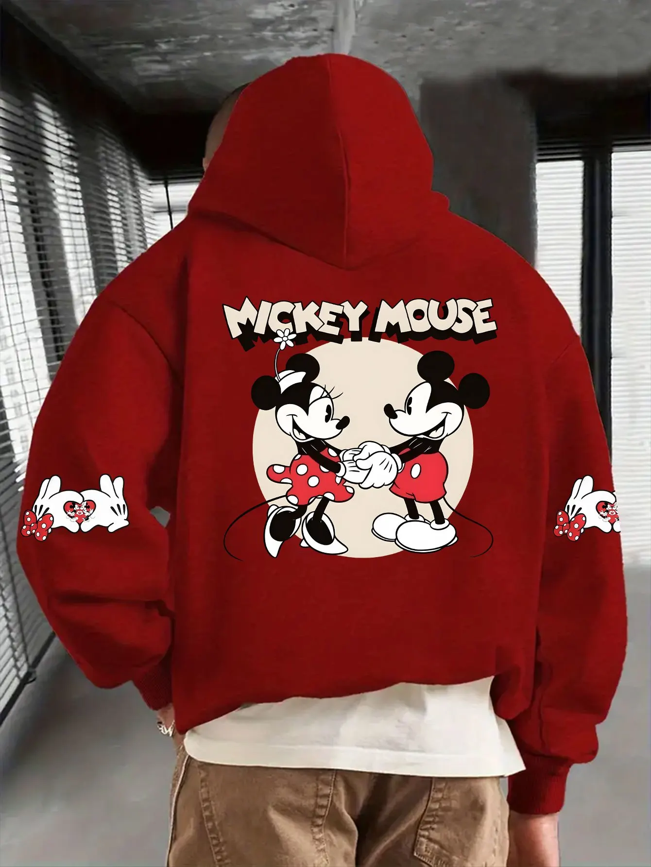 

Men's Disney Mickey Mouse Hoodies Fashion Oversized Streetwear Unisex Sweatshirts Autumn and Winter Fleece Casual Versatile