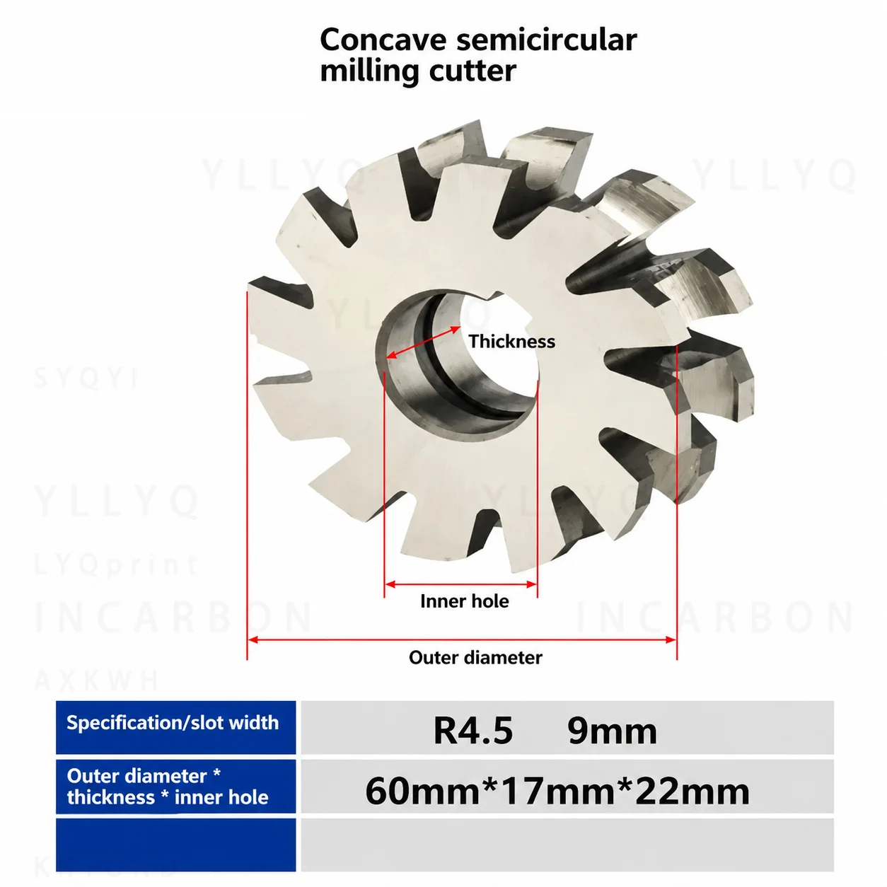 R1 R3 R5 R10 HSS Concave Radius Milling Cutter White Steel Semi Circular Groove Cutter Convex Arc Tool for Metal Machining