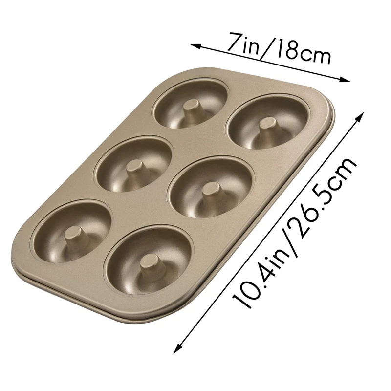 Madeleine Pan,Non-Stick Donut Pan, 2 Pieces Donut Baking Tray, Carbon Steel Donut Mold, Donut Baking Dish Bag Mould 6 Doughnuts