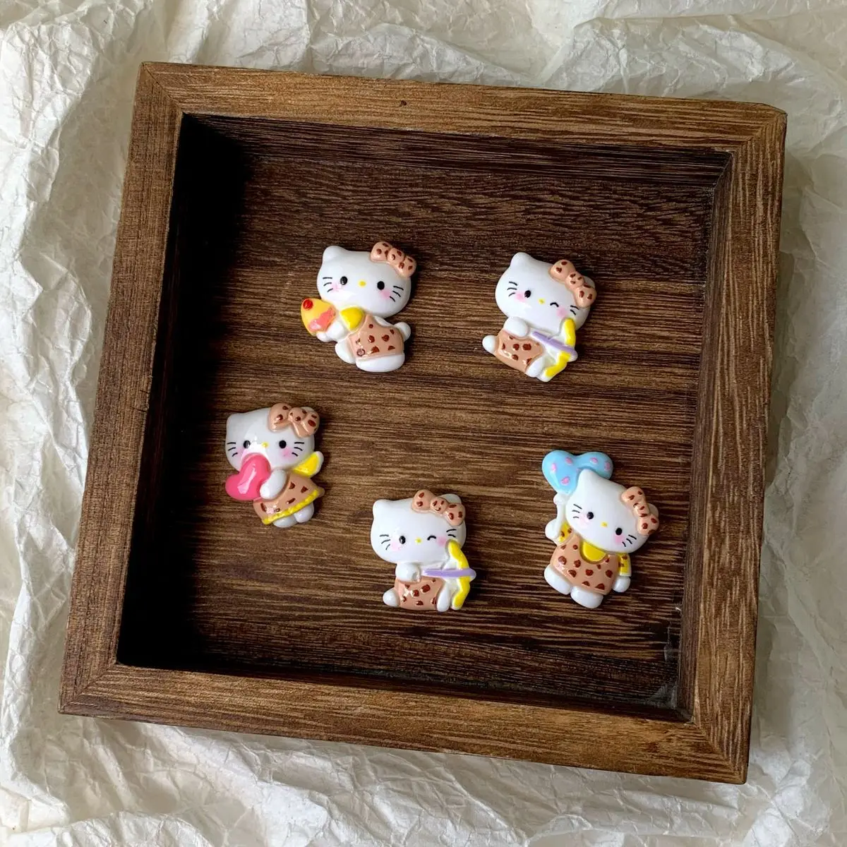 5Pcs Sanrio Cartoon Resin Cute Style Hairpin Pendant Scrapbook Craft Hello Kitty Diy Miniature Ornament Accessories