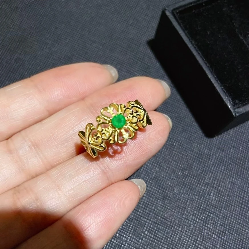 

Женское кольцо из серебра 925 пробы, с натуральным изумрудом, 3 мм