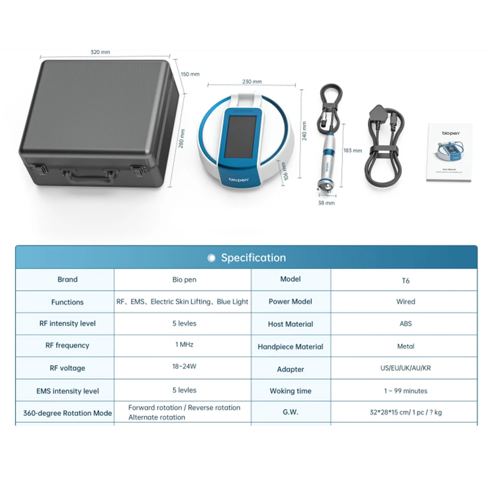 جهاز التجميل الحالي الصغير Biopen T6 معدات إزالة التجاعيد اللاسلكية 360 درجة أداة العناية بالوجه للجسم LED #5
