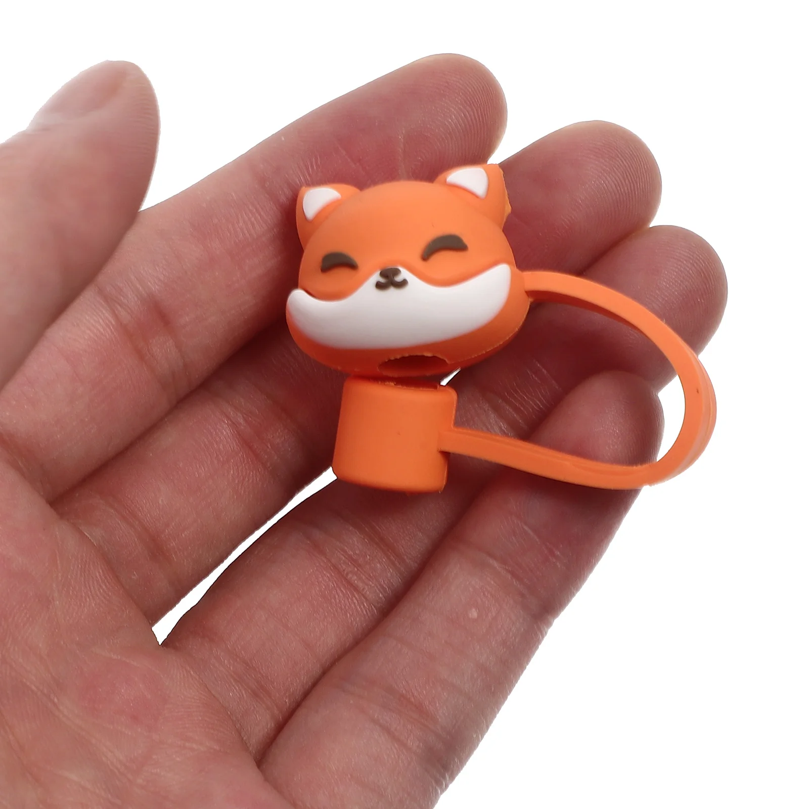 6 Pcs Animal Straw Set Cartoon Pattern Silicone Topper Reusable Tips Covers Silica Gel Protector End