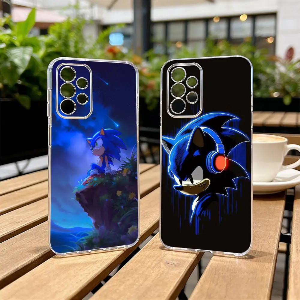 S-Sonic & K-Knuckles Phone Case Transparent Silicone Soft For Samsung S25,S24,S21,S22,S23,S30,Ultra,S20,Plus,Fe