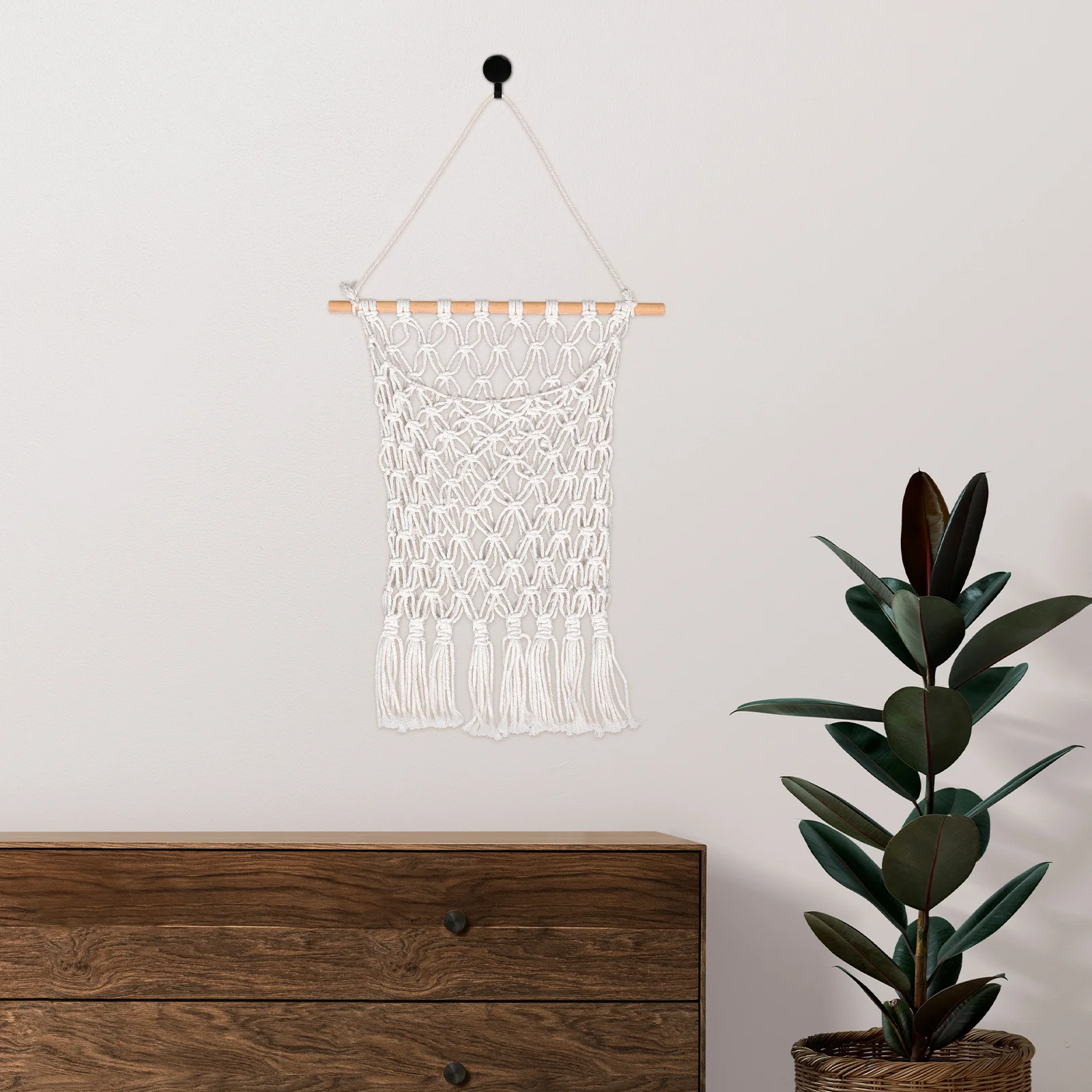 

Woven Cotton Rope Storage Net Bag Kids Room Wall Bookshelf Soft Organizer Hanging Basket Hanging Wall Organizer