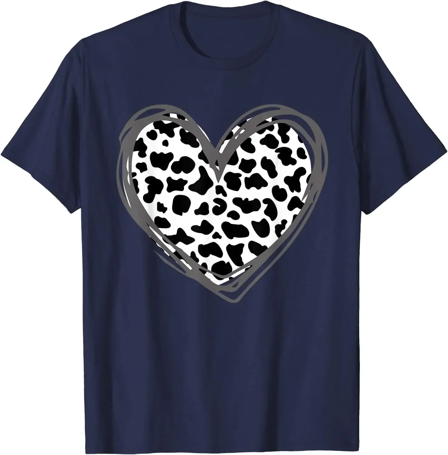 Heart Cow Print for Cow Lover T-Shirt Men T Shirt Women Boy Girl Young Streetwear Harajuku Cotton Daily Four Seasons