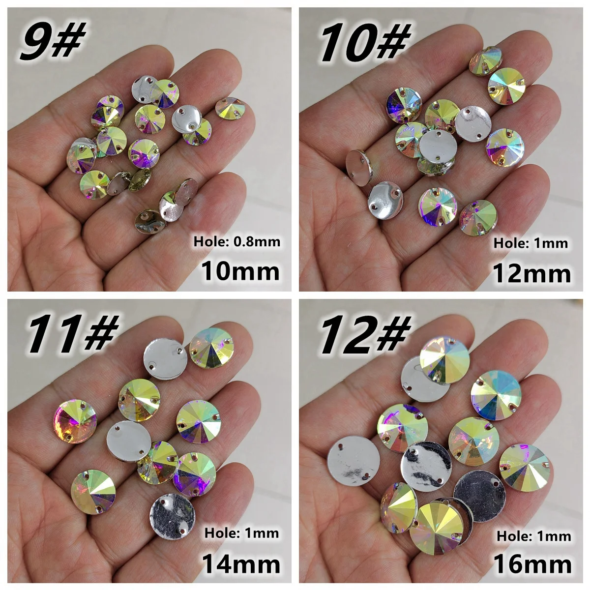 AB Colorful 2 Holes Sew On Acrylic Rhinestones Beads Buttons For Jewelry Making DIY Sewing Craft Supplies