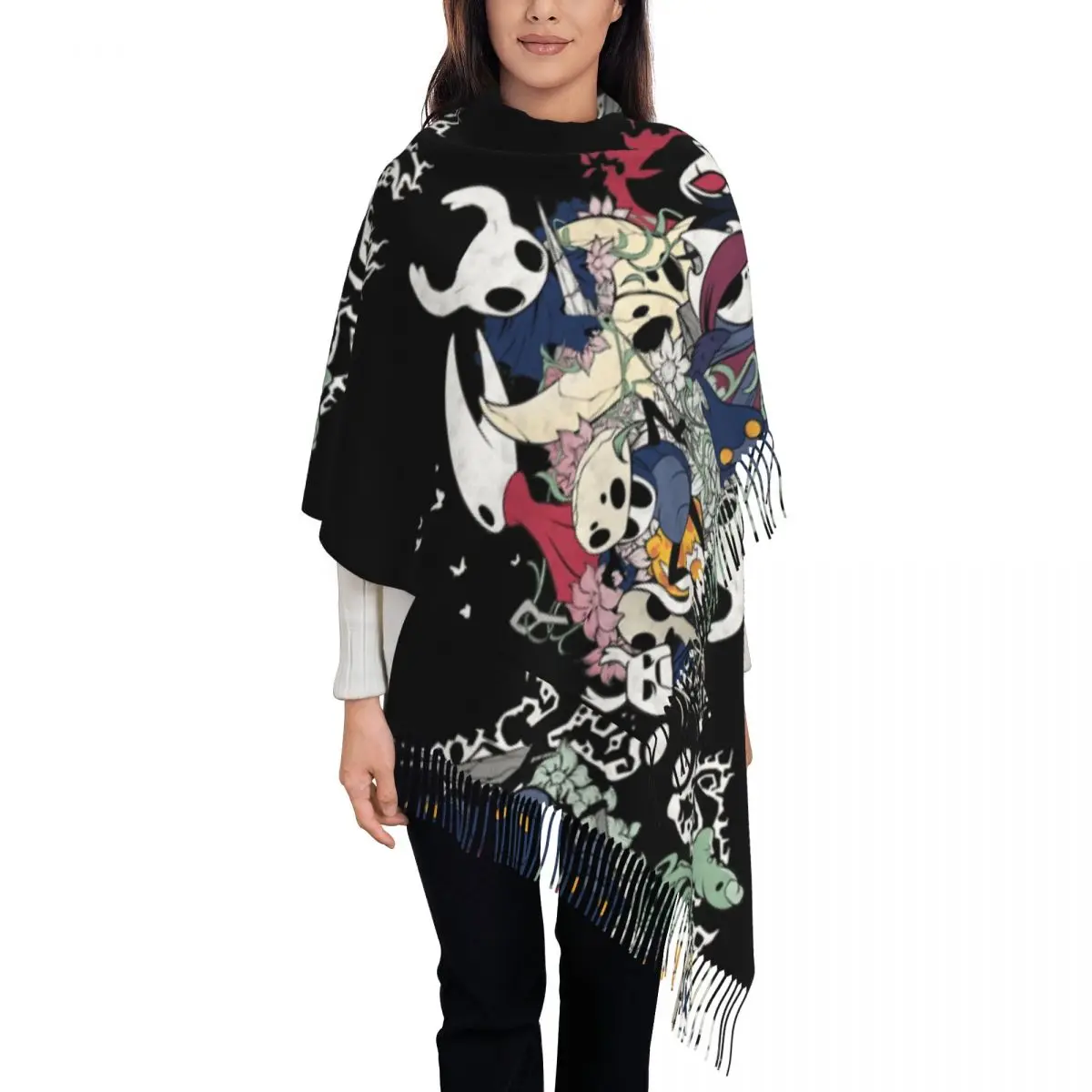 

Женский шарф с кисточкой Hollow Knight Hollow Crew, длинная зимняя теплая шаль и накидка, подарки, шарфы из пашмины