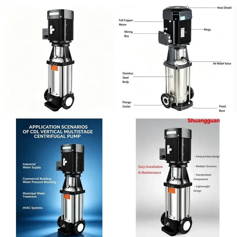 2-20m3/h CDL Tie Rod Segmented Vertical Multistage Centrifugal Pump SS Variable Frequency Constant Pressure Water Pump