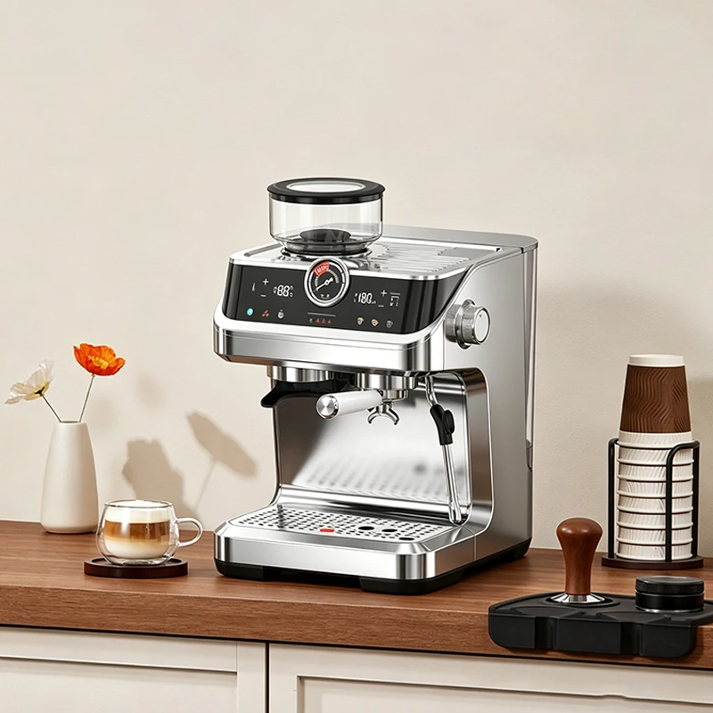 Semi-Automatic Coffee Machine with  Pressure Gauge - Visual Feedback for Optimal Extraction Control