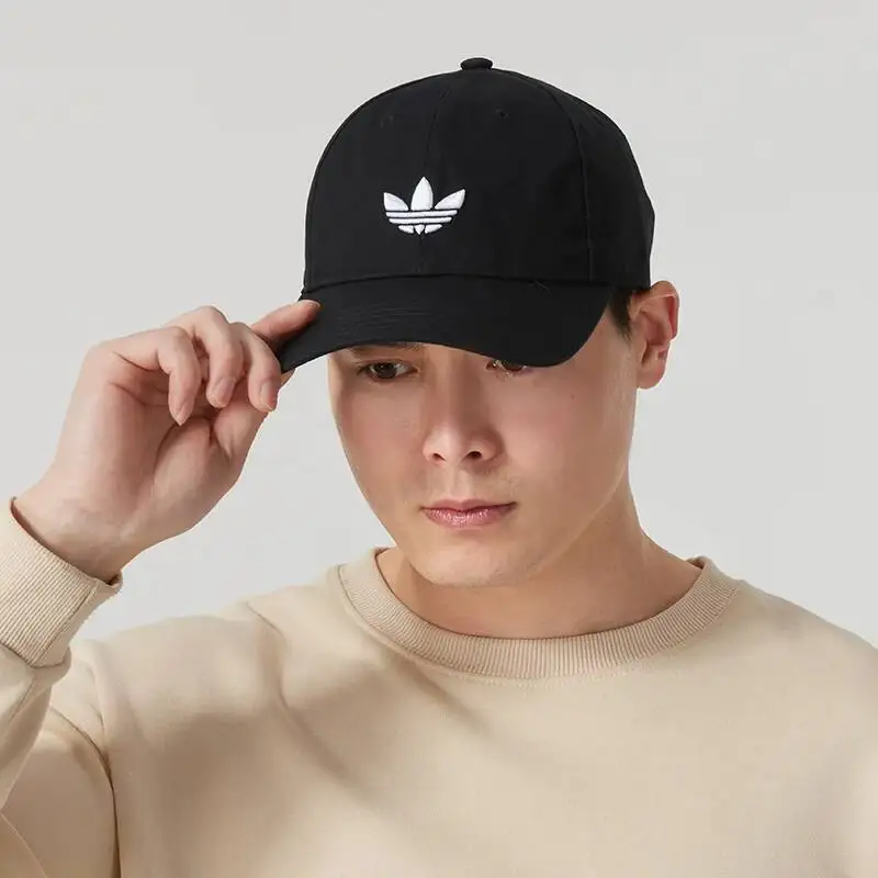 Adidas Black Baseball Cap Soft Cotton Adjustable Back Strap Minimal Logo Outdoor Sport Casual Hat Jc6023