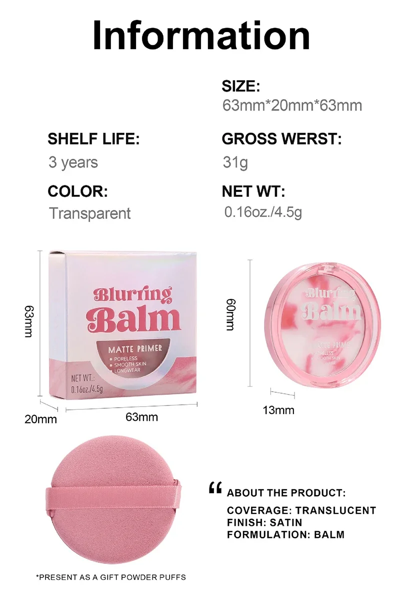 Gâteau en poudre longue durée avec bouffée cosmétique, contrôle de l'huile rose, crème de maquillage, correcteur étanche, 256