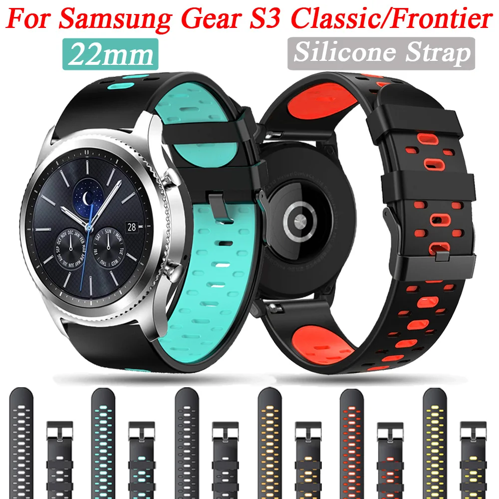 Силиконовый ремешок 22 мм для Samsung Gear S3 Frontier/Classic, ремешок для смарт-часов Galaxy Watch 3 45 мм, Аксессуары для браслета