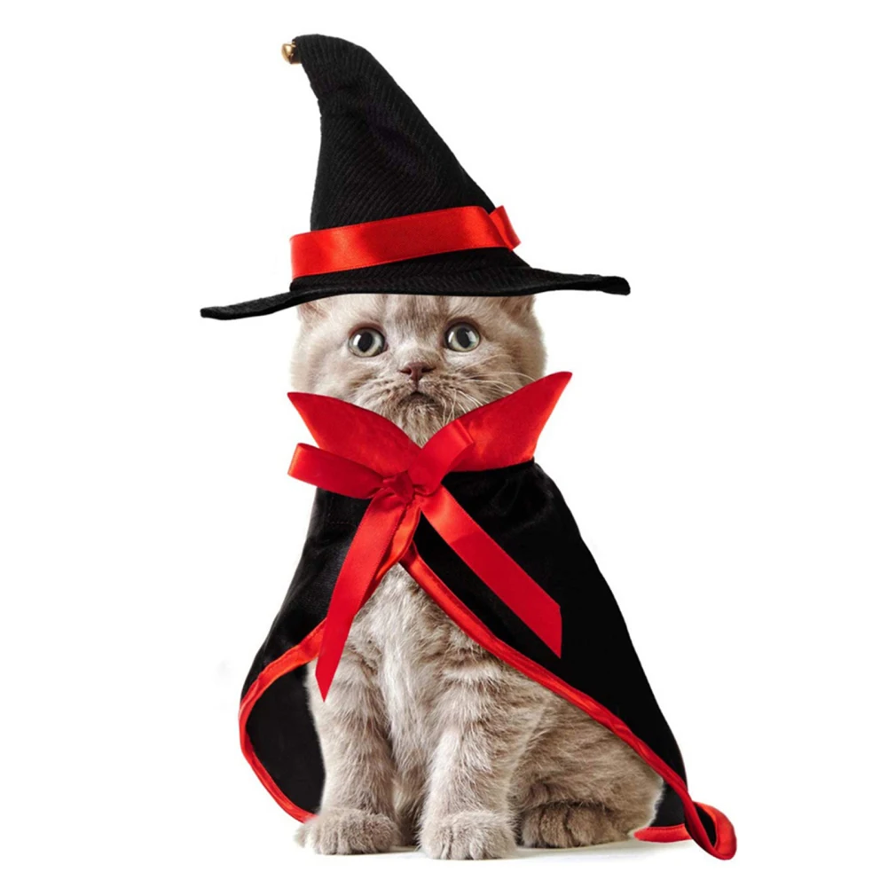 Costume d'Halloween de Chat Everak avec Chapeau de Corne de Sécurité, Cape de Sorcière Amusante, Vêtements Mignons pour Chien et Chat, pour ixCosplay, Vente en Gros