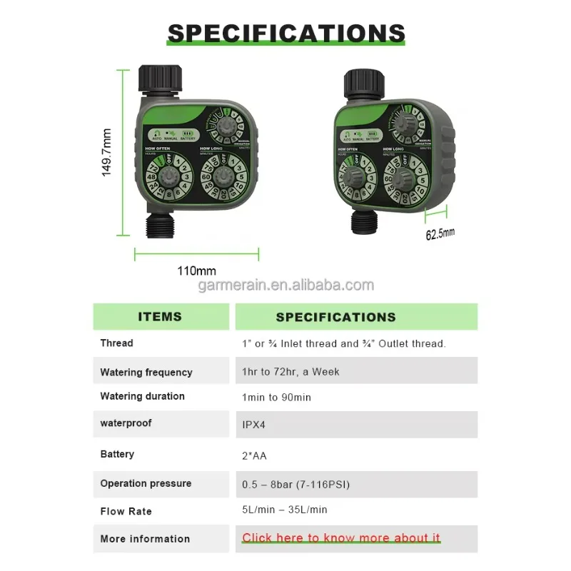Sistema di irrigazione automatico intelligente per irrigazione da giardino agricolo, timer per tubi dell'acqua