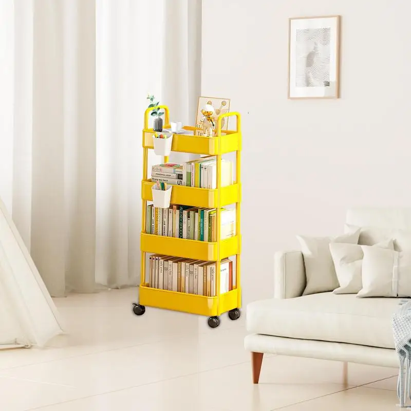 3/4Tier Durable Rolling Trolley Multi-storey Cart Storage Shelf Movable Gap Storage Rack Kitchen Bathroom Slim Slide Organizer