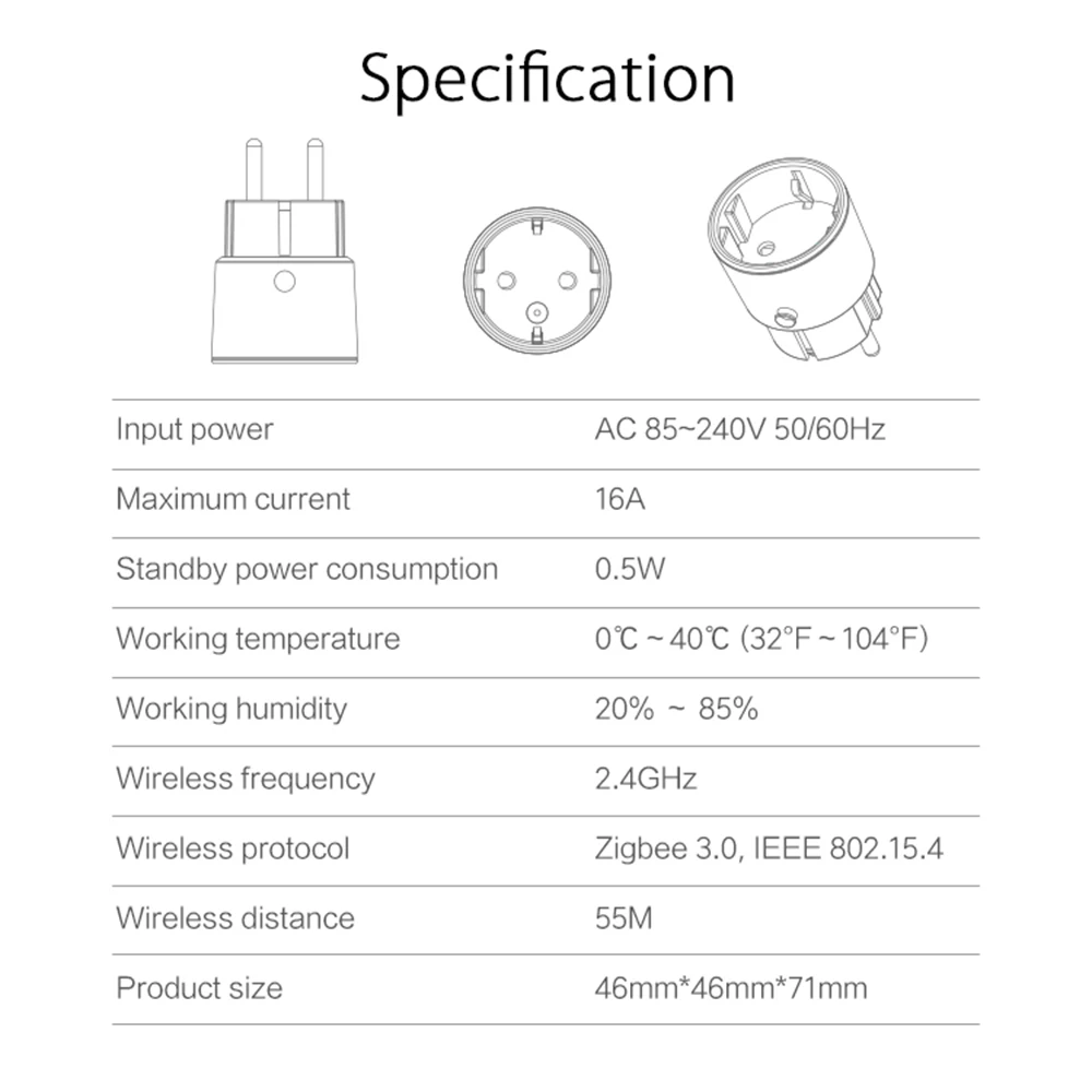 Tuya Smart Zigbee 3,0 Netzstecker 16A EU Steckdose 3680W Meter Fernbedienung Arbeit Mit Alexa Und Tuya Hub – Detail 14