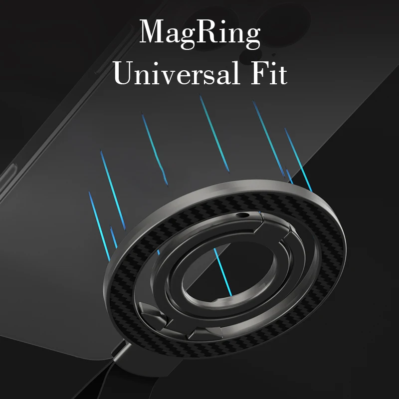 

Двусторонний прочный магнитный кронштейн для мобильного телефона, подставка для кольца на палец, магнитный держатель из полированного и углеродного волокна для iPhone 17 16 Samsung