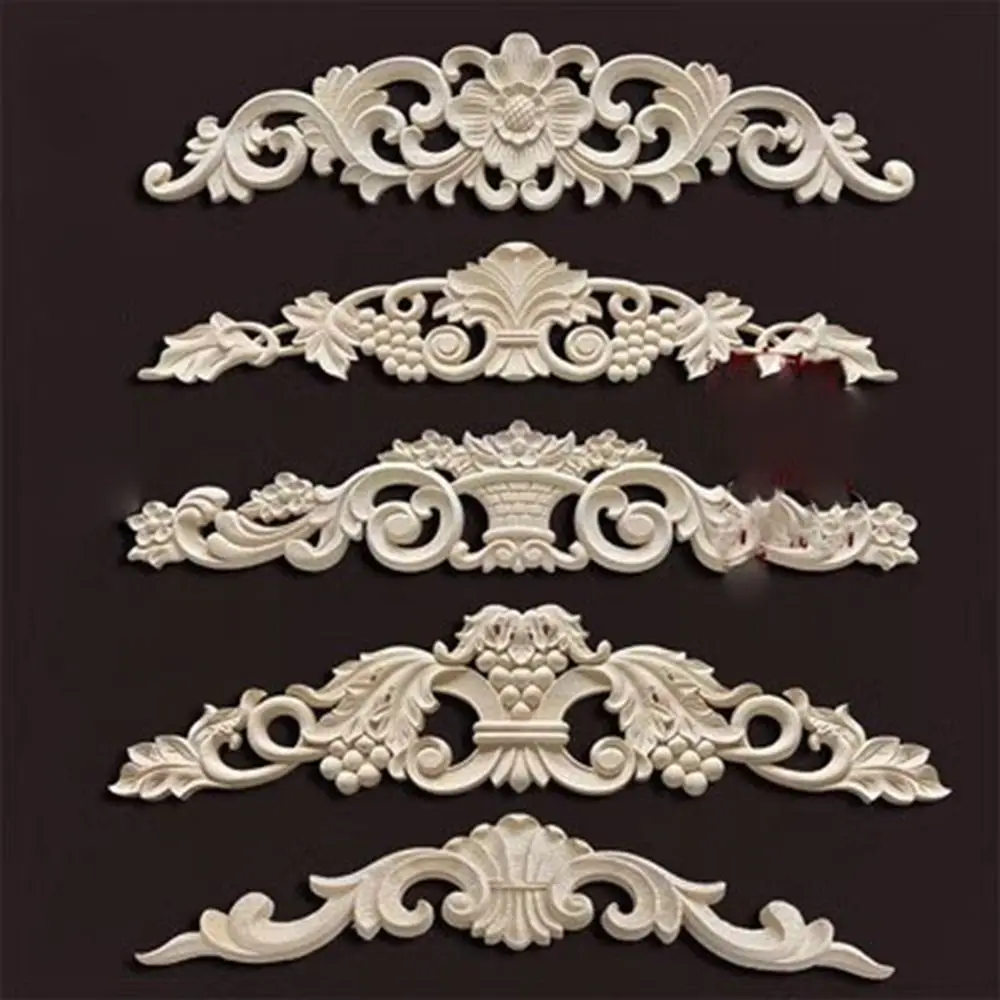 New Natural Floral Wood Carved Crafts Multi-styles Unique Wooden Figurines Crafts Furniture Parts Wall Door Decoration