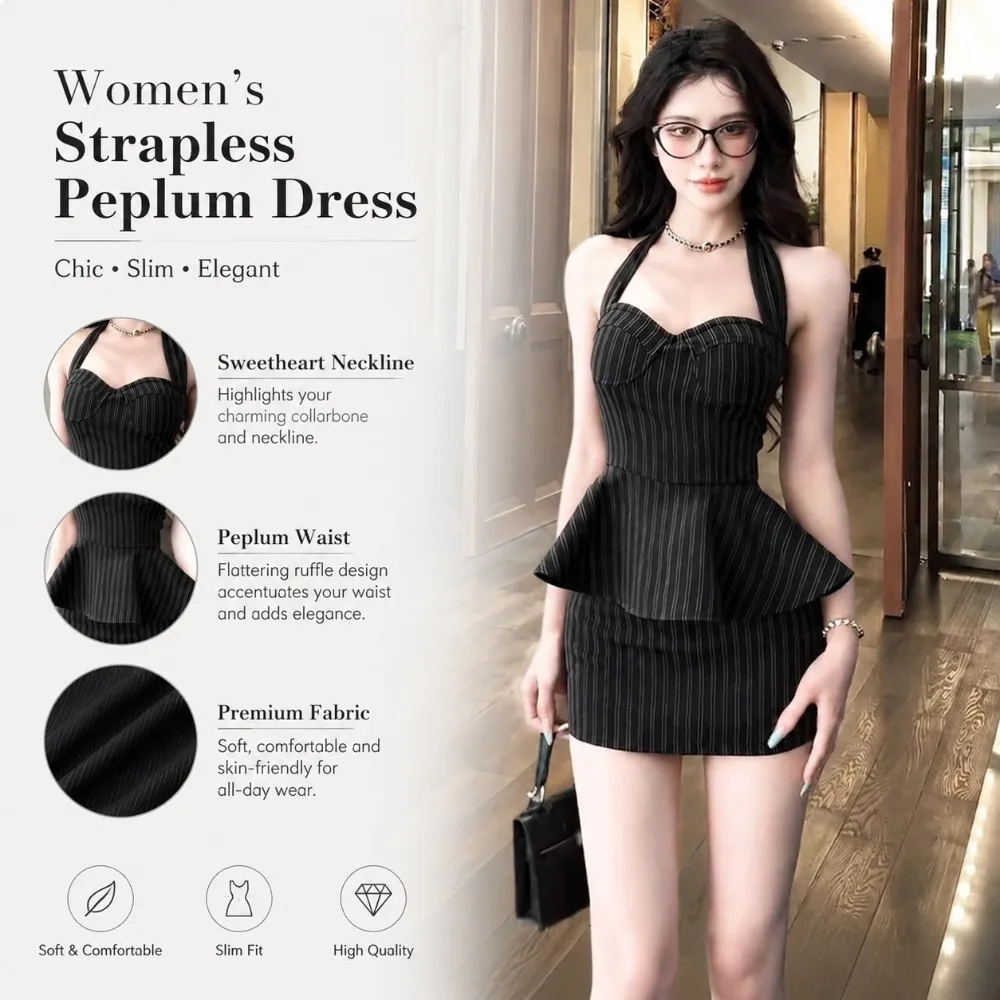 Sexy Spliced Halter Neck Bodycon Mini Dress for Women, Summer Waist-Cinching Tight-Fitting Clubwear Short Dress