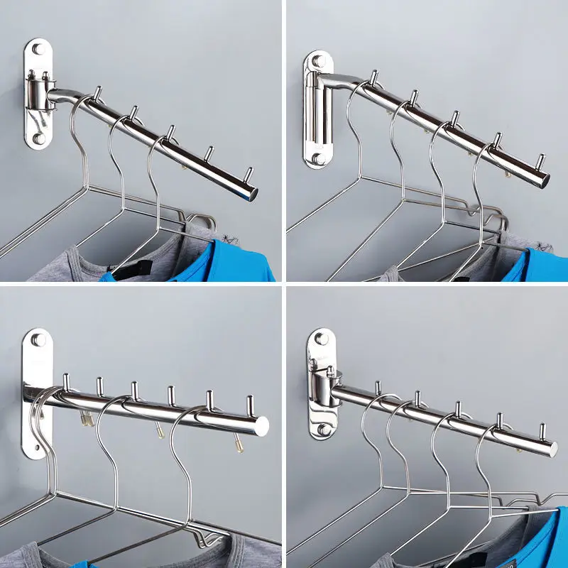 Stainless Steel Storage Rack Waterproof Rust Proof Hotel Home Furniture Towel Coat Bags Hangers Shelf Foldable Balcony Bathroom