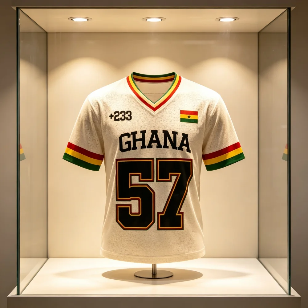 2026 New Ghana Soccer Jersey Retro V Neck Short Sleeve Breathable Hot Sale Comfort  Loose Fit Streetwear Casual Family Kids Tees
