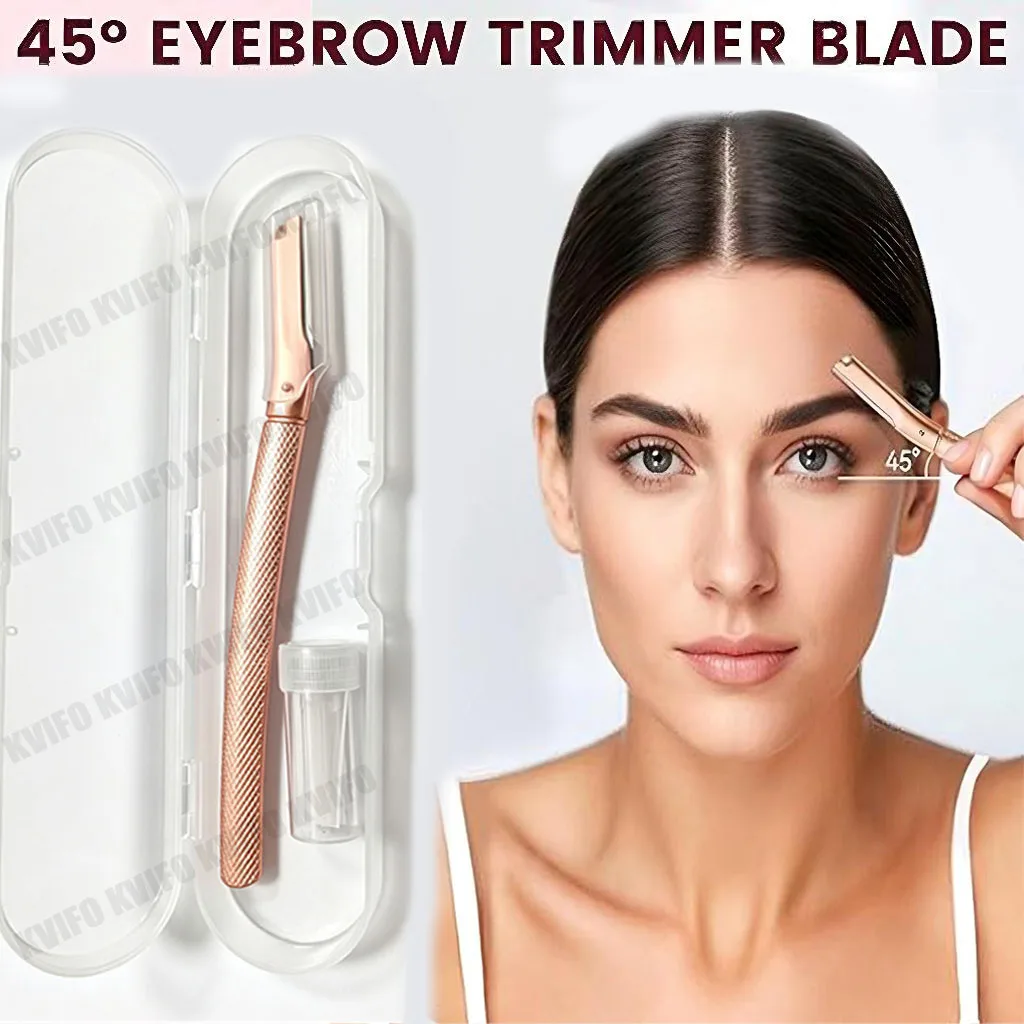 1+6 Set Premium Zinc Alloy Eyebrow Razor Safe Metal Trimmer Anti-Scratch Facial Hair Remover Detachable Blade Beauty Makeup Tool