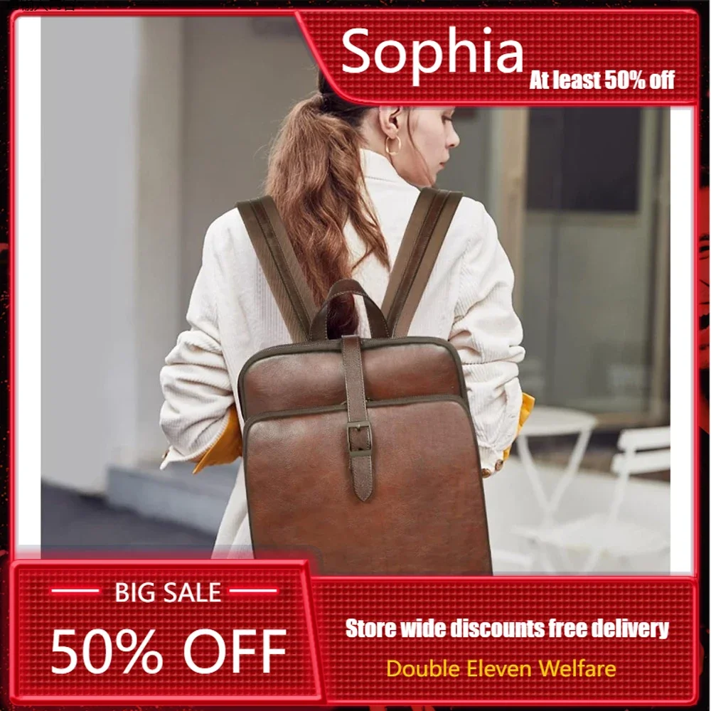 Leather Backpack for Women 15.6 Inch Laptop Backpack Vegetable Tanned Full Grain Backpack Purse for Women Work Daypack