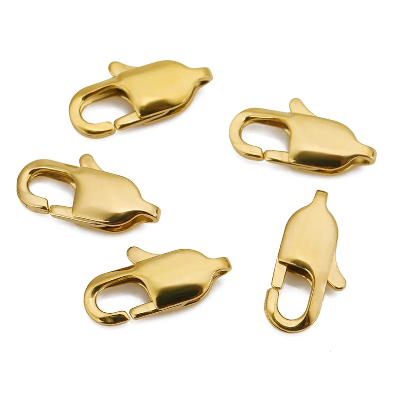 10pcs High End Quality Gold Stainless Steel Rectangle Lobster Clasps Hooks Connector for DIY Bracelet Necklace Jewelry Making