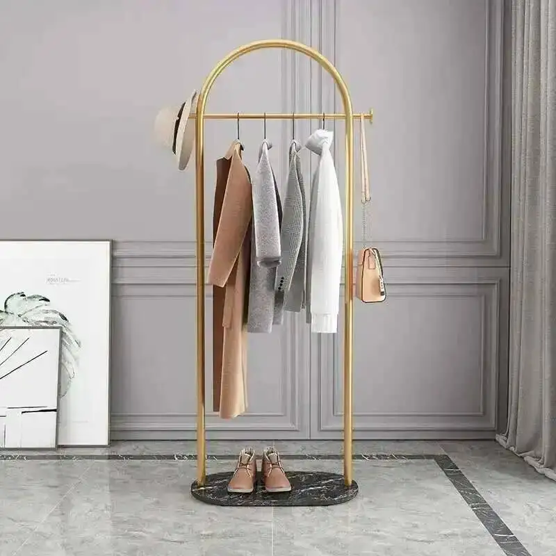 رفوف خفيفة فاخرة معطف أرضية داخلية أثاث منزلي حديث بسيط حديد معلق رف ملابس غرفة المعيشة قضيب نوع معطف الرف #2