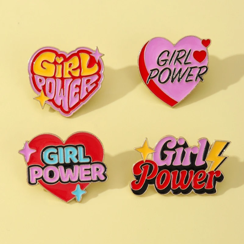 New Daily Commute Fashion Girl Power Series Alloy Brooch Badge Pin DIY Decoration for Bag Clothing Hat Scarf T-shirt Jeans