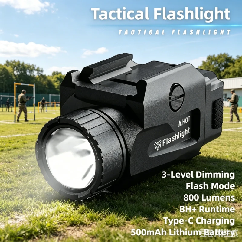 

TINSOL 800LM Multi Purpose Hunt Flash 4 Sort USB Feed Quick Release Sidearm Outdoor Drill Picatinny Strong Stand