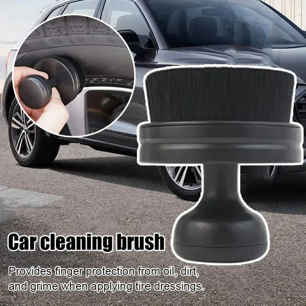 Auto Detail Brush Portable Car Tire Brush with Seal Cover High Density Soft Detailing Brush for Tire Shine Polish Wax Car Care