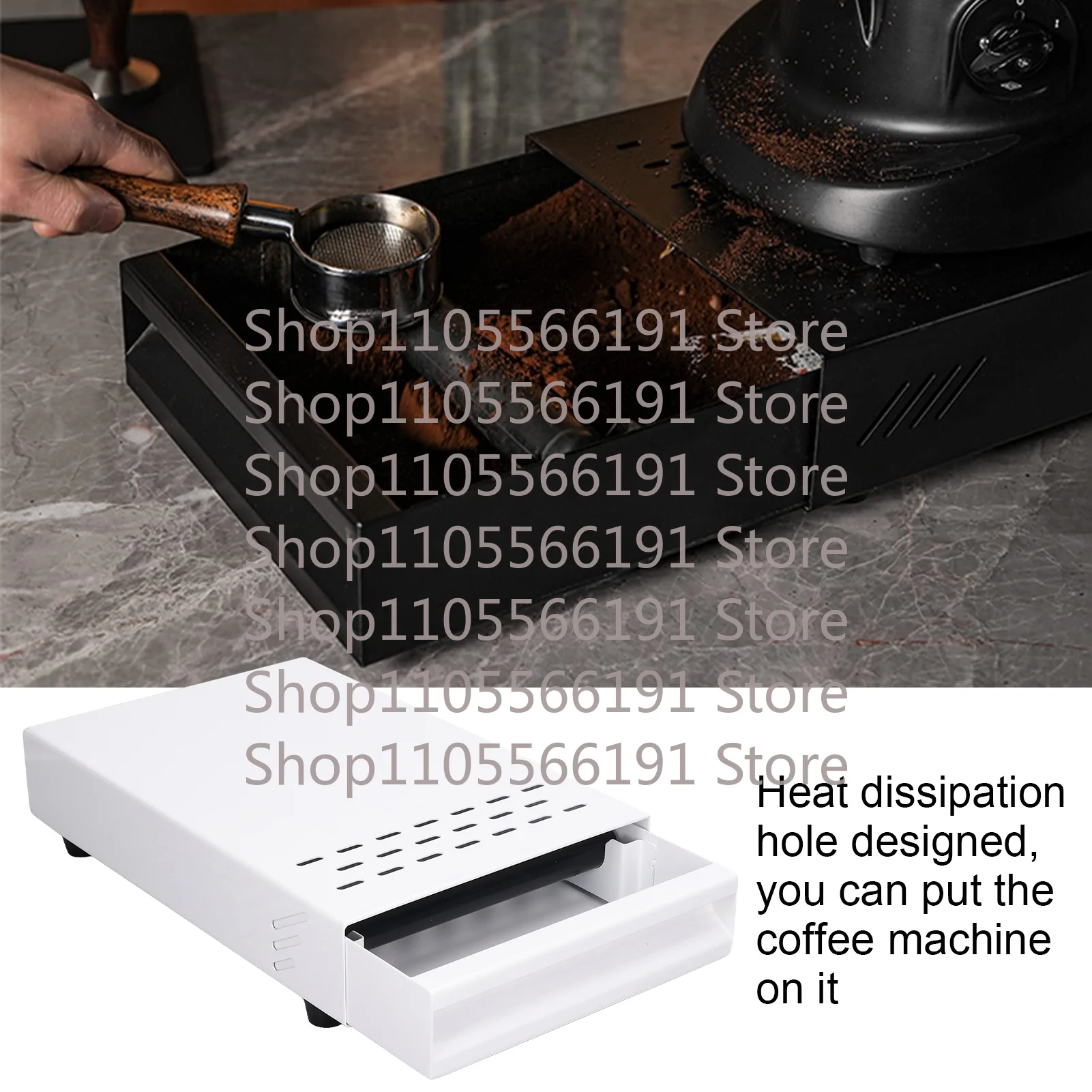Coffee Residue Powder Box Non Slip Stainless Steel Coffee Knock Box Detachable Drawer Heavy Duty for Household