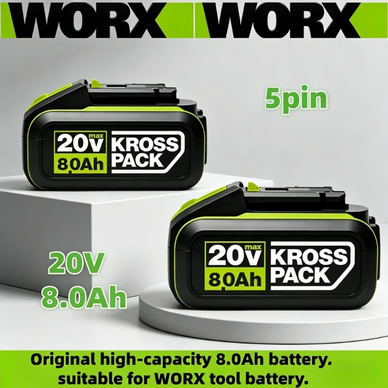 

WORX 20V 6.0Ah/8.0Ah 5pin WA3016 WA3023 WA3027 Li-ion Battery for Dewalt Tools for WORX Cordless Power Tool Model Battery