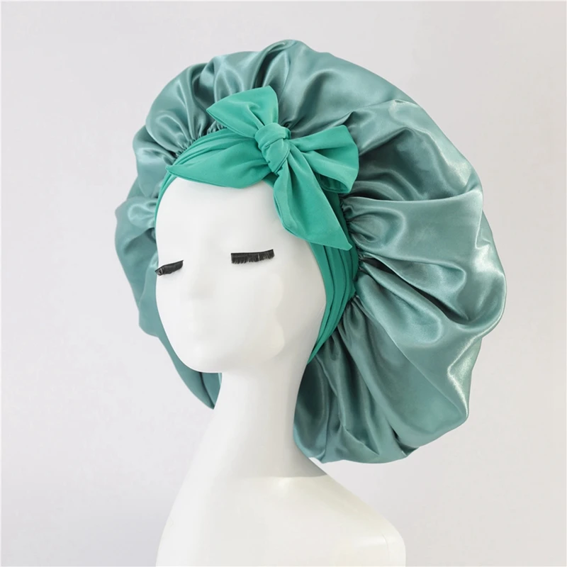 Women Hat Night Sleeping Shower Cap High Elastic Hair Bonnet Hat Head Cover Hair Care Bonnet Nightcap High Guality Black