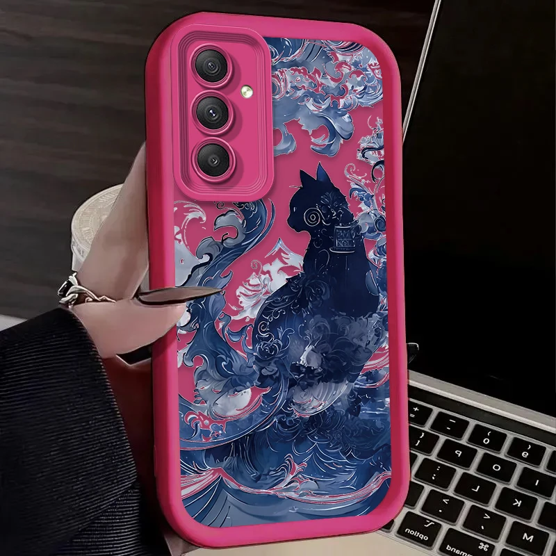 Oil Painting Artistic Cat Phone Case For Samsung Galaxy A14 A15 5G S21 S22 S23 S24 FE Plus Ultra A25 A35 A52 A53 A54 A55 Cover - náhled 5