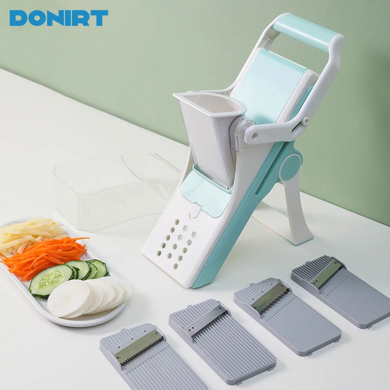 Donirt 5 in 1 Vegetable Cutter Mandoline Slicer Manual Food Chopper Fruit Potato Cucumber Carrot Meat Slicer Shredder Safe Slice