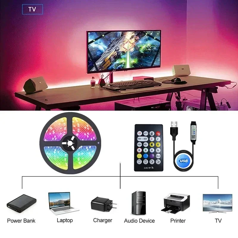 تلفزيون Led الخلفية ل 50-75 بوصة USB Led قطاع ضوء APP التحكم عن بعد مزامنة الموسيقى الذكية RGB مصباح ليد لغرفة الألعاب الضوء المحيط #6