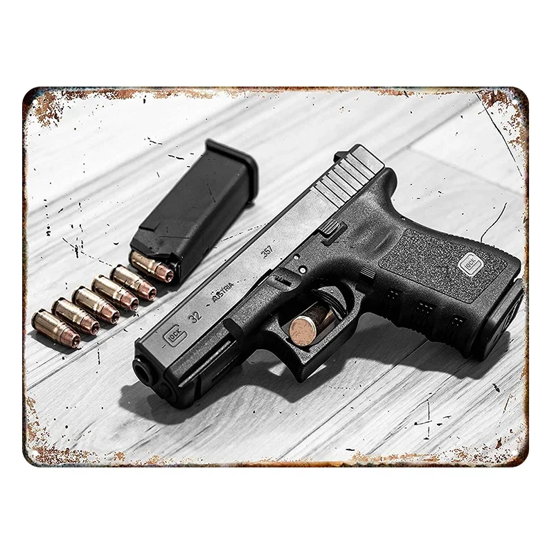 HD nouvelle pistolet étain peinture métal signe Vintage affiche maison salon Bar Club fête homme grotte Art mur décoratif peinture