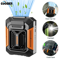 Waist Clip Fan Portable Mini Hanging Neck Fan USB Rechargeable Portable Fan Outdoor Camping Waist Fan with LED Light Power Bank